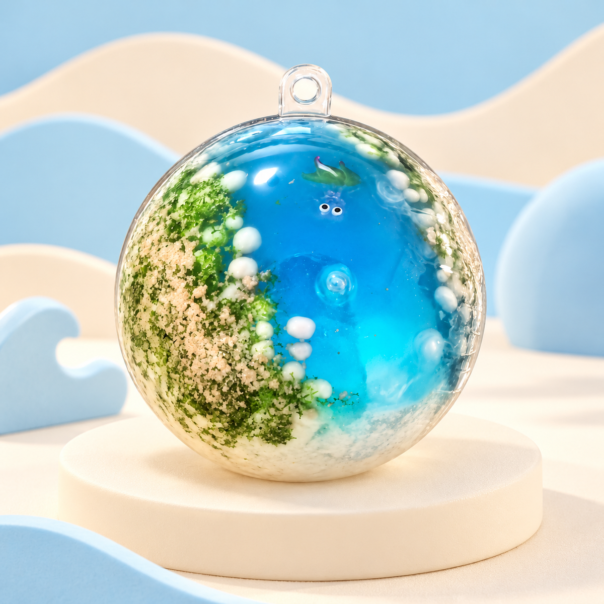 Blue Ocean Reef Handmade Squishy Ball styled display photo