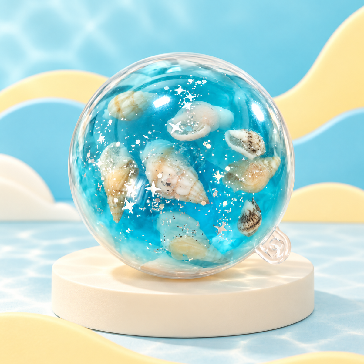 Starry Seashell Ocean Handmade Squishy Ball styled display photo