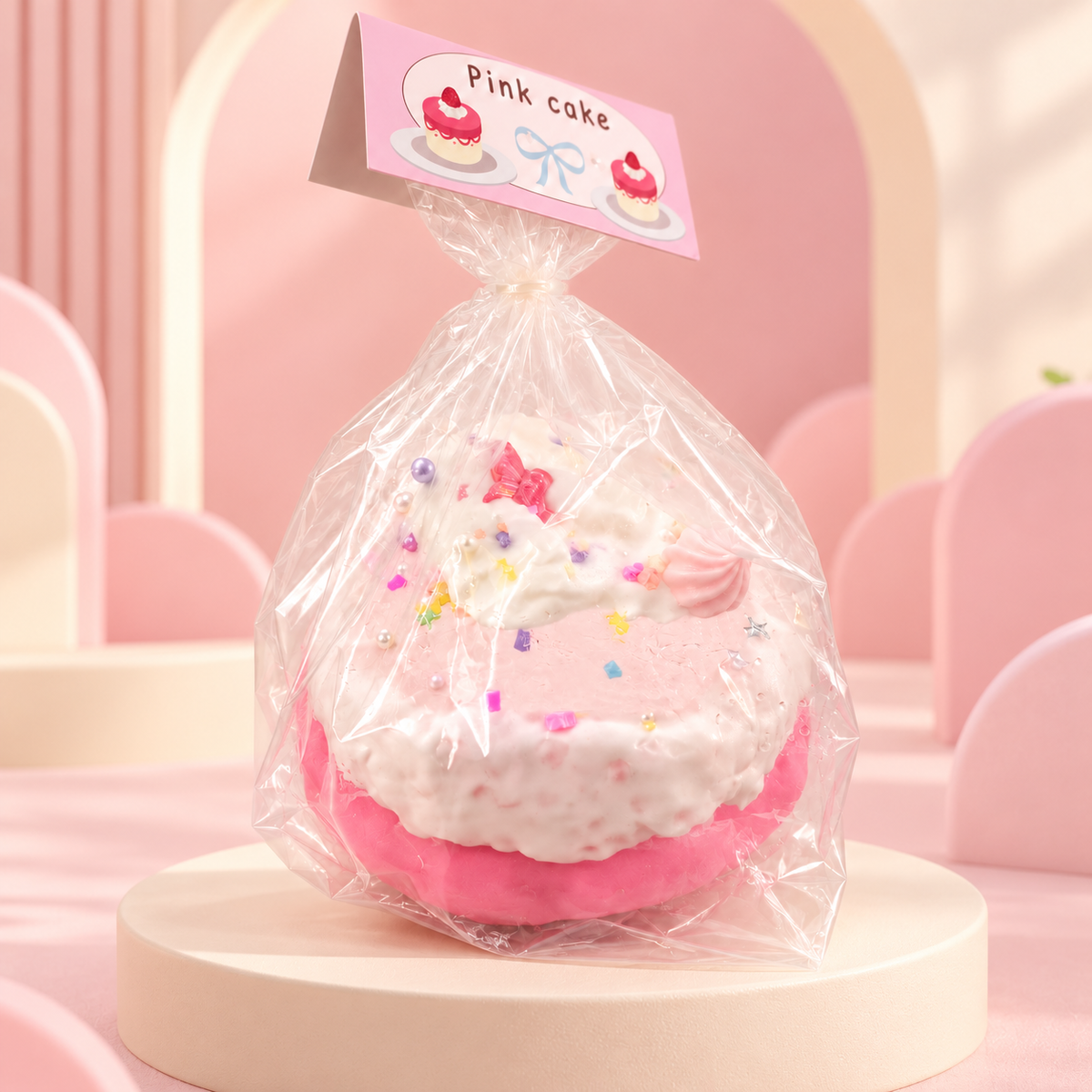 Pink Cake Handmade Squishy styled display photo