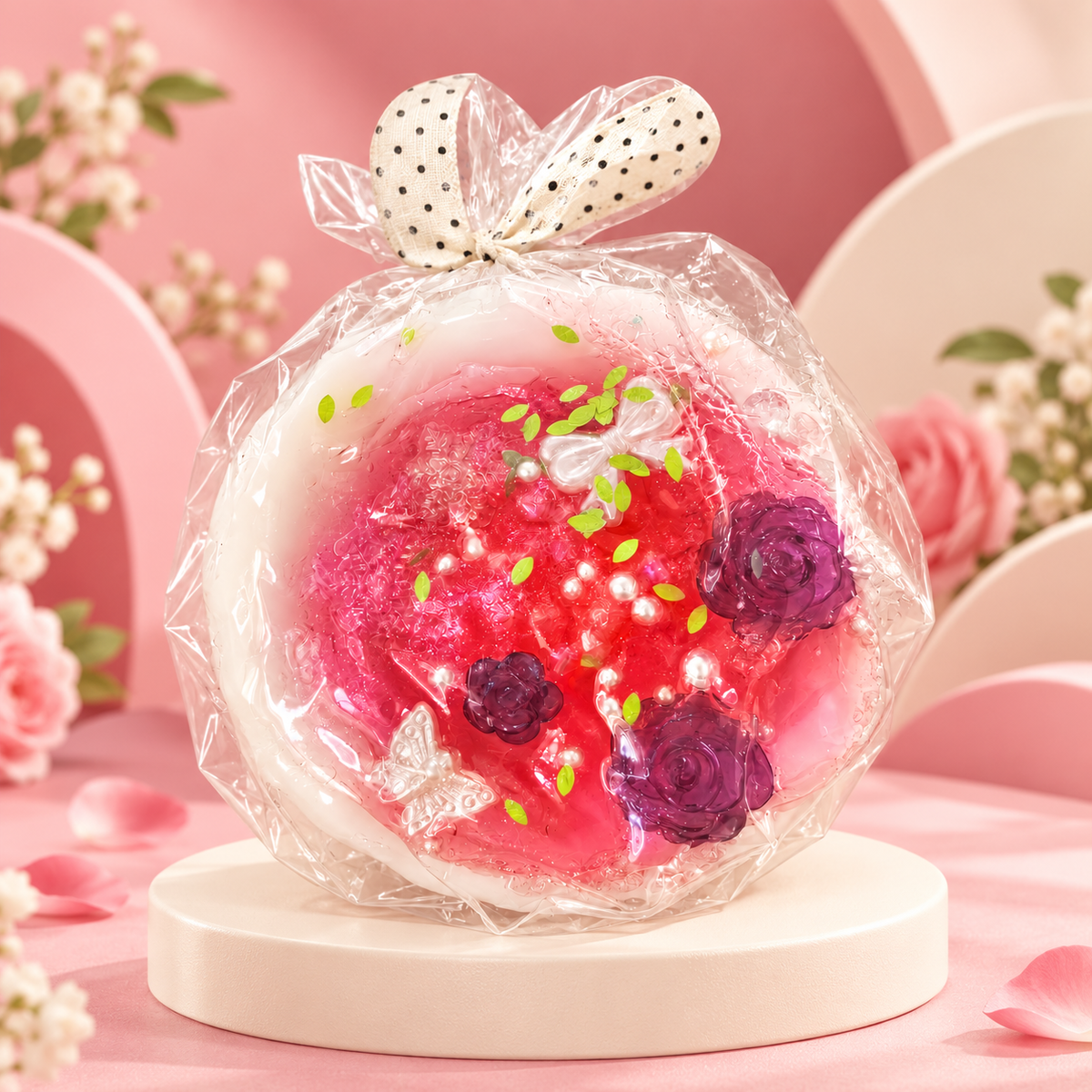 Rose Garden Jelly Cake Handmade Squishy styled display photo