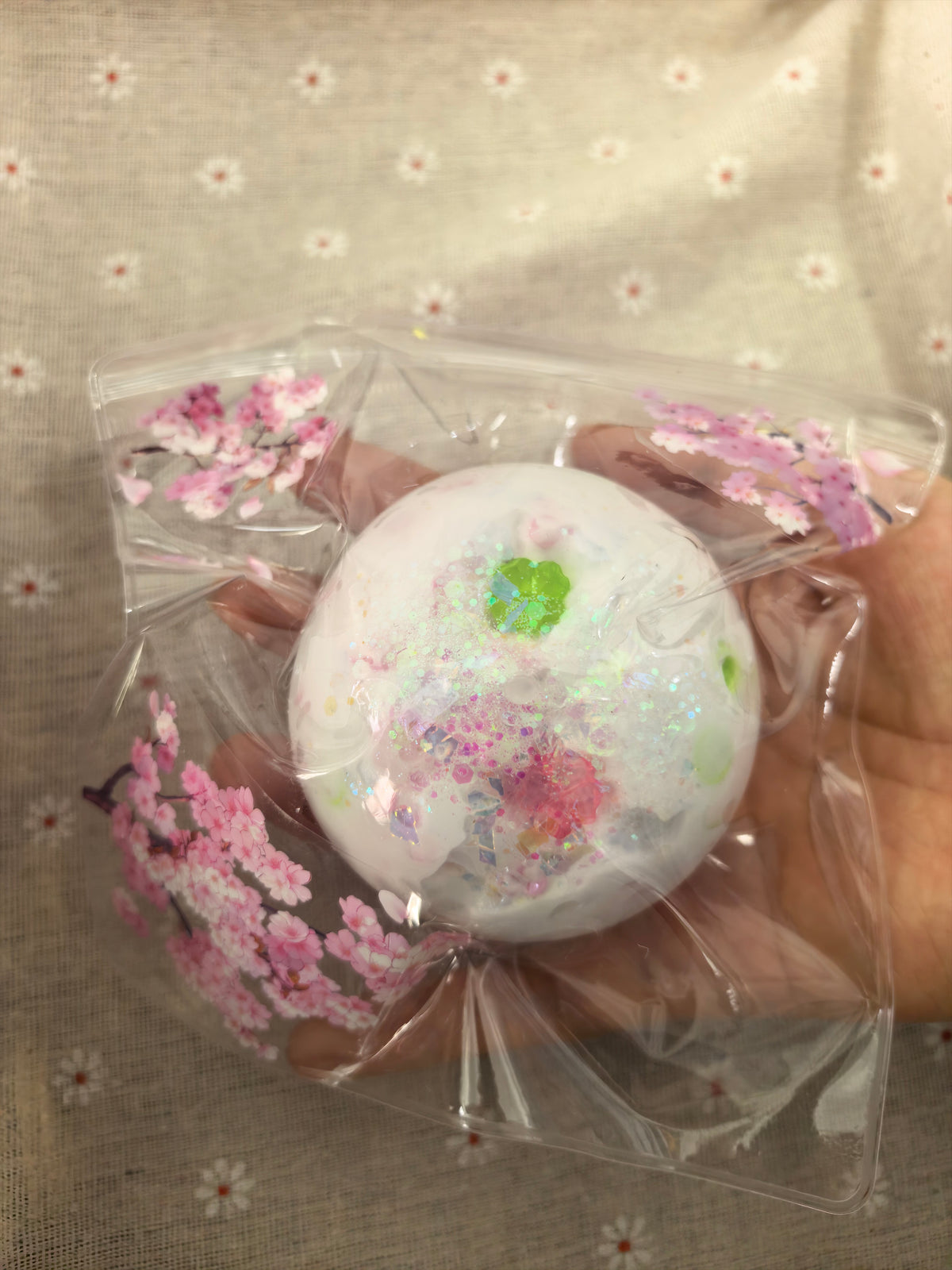 Cherry Blossom Sparkle Handmade Squishy Ball - original product photo