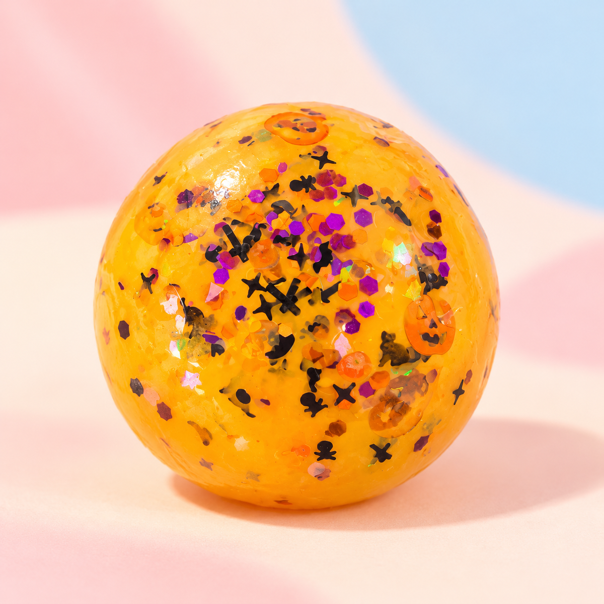 Halloween Pumpkin Confetti Handmade Squishy Ball - store-style hero image