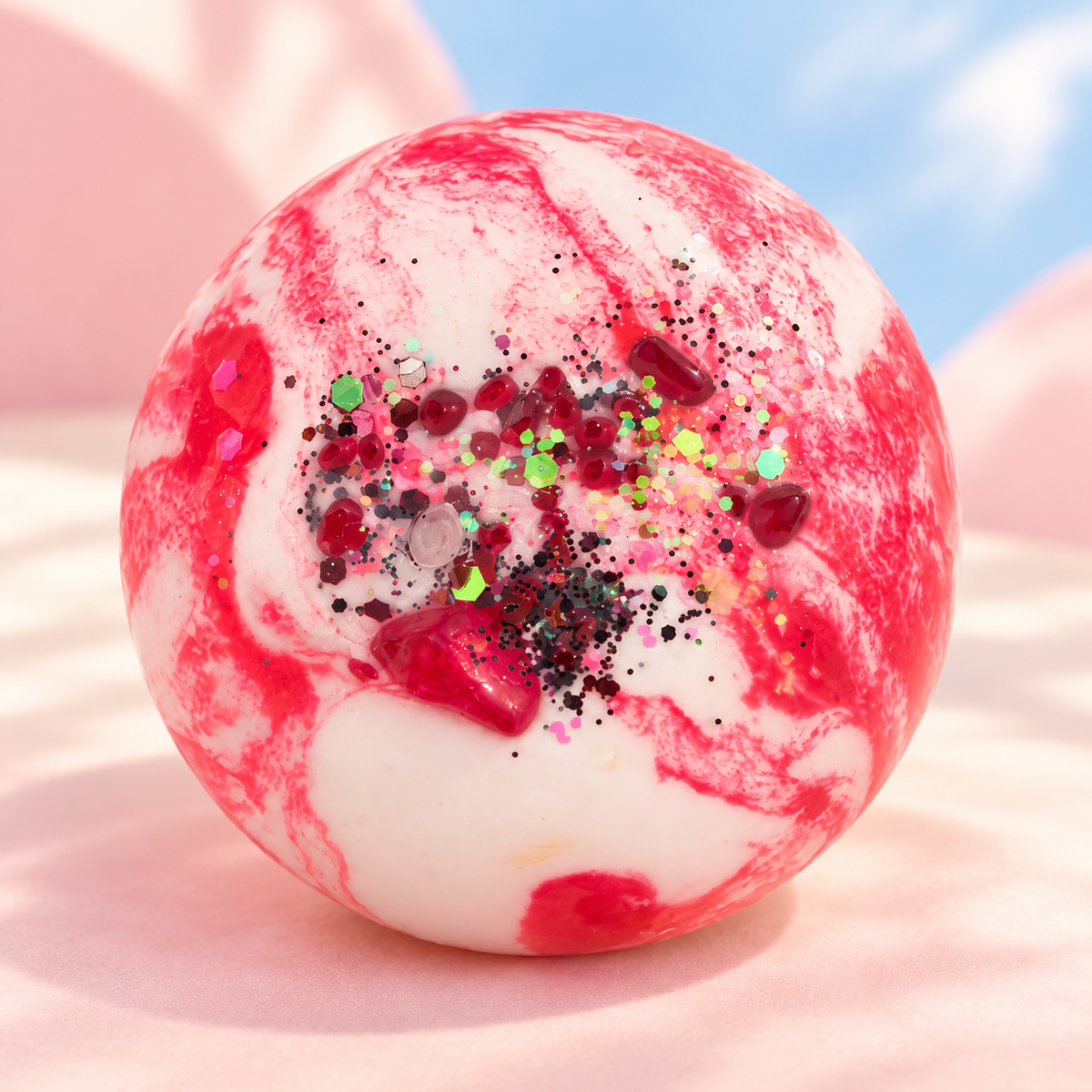 Pomegranate Swirl Handmade Squishy Ball - store-style hero image
