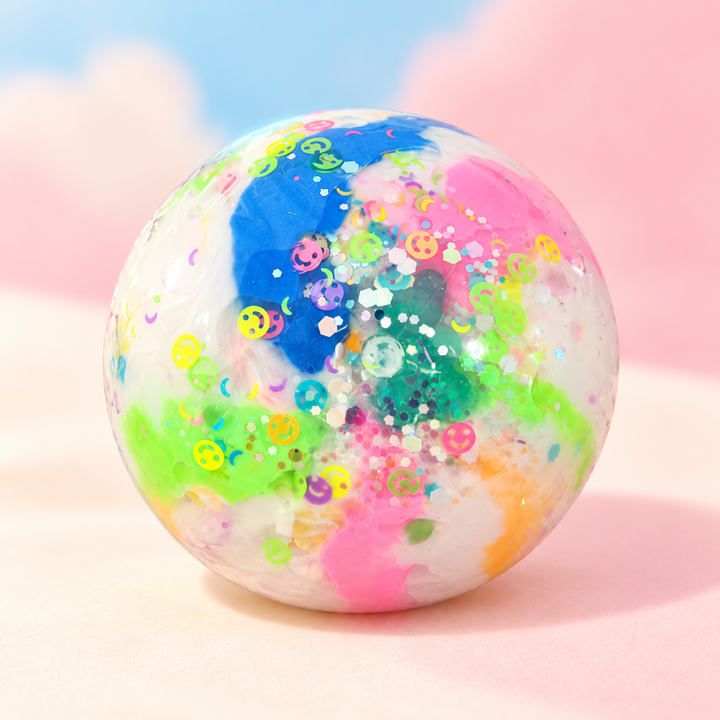 Rainbow Smile Confetti Handmade Squishy Ball - store-style hero image