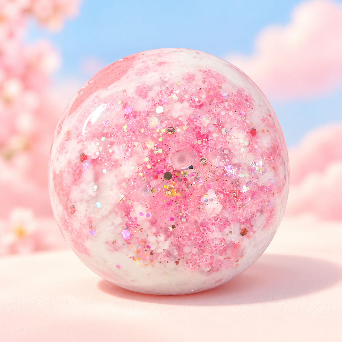 Strawberry Bunny Sparkle Handmade Squishy Ball - store-style hero image