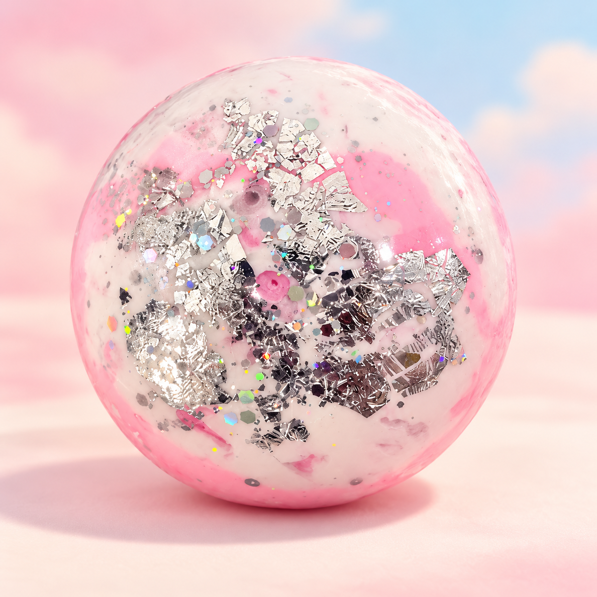 Strawberry Silver Sparkle Handmade Squishy Ball - store-style hero image